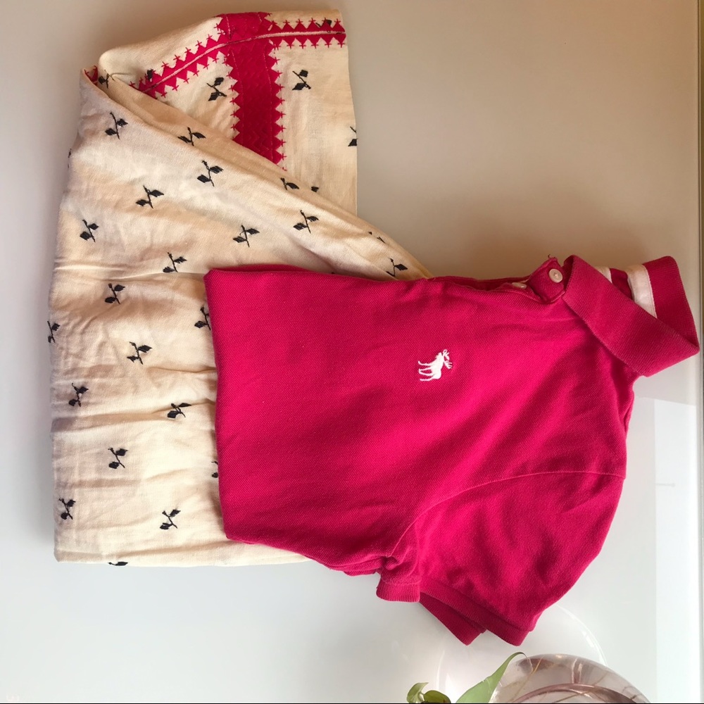 Madewell Embroidered Skirt with Pink Border